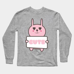 Pink Bunny with Cute sign Long Sleeve T-Shirt